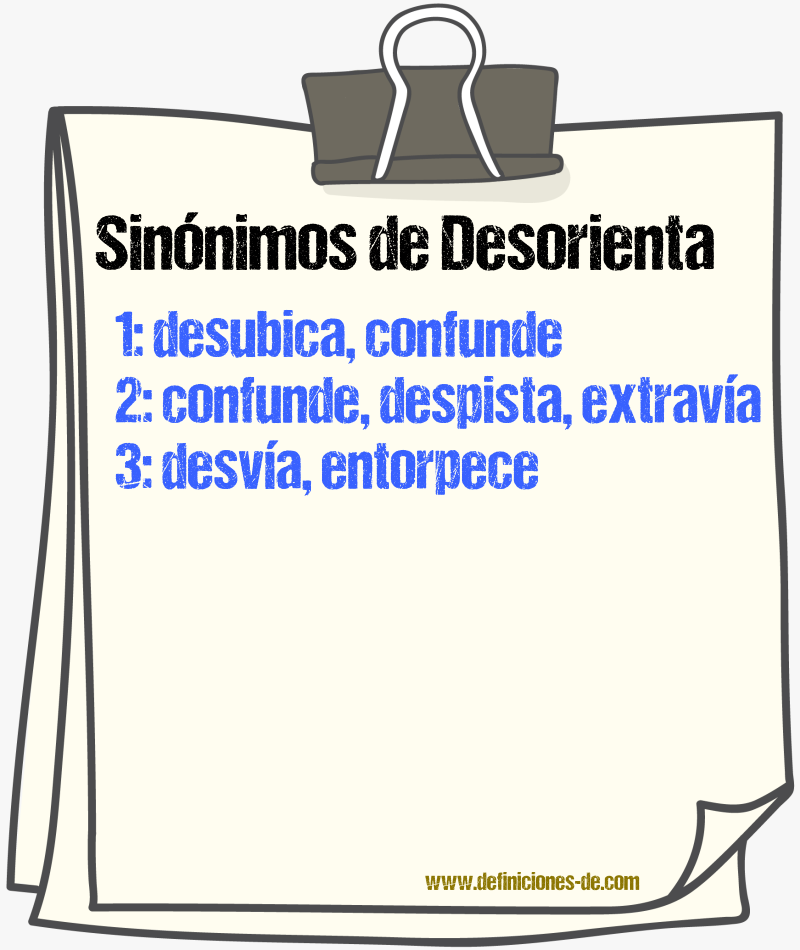 Sinónimos de desorienta