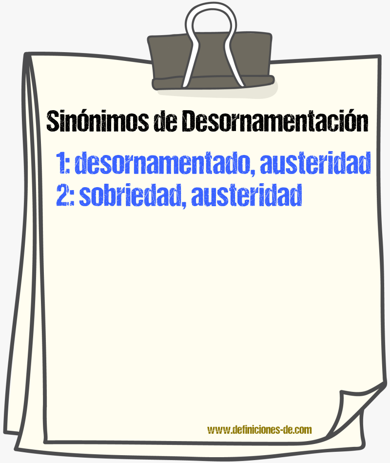 Sinónimos de desornamentación