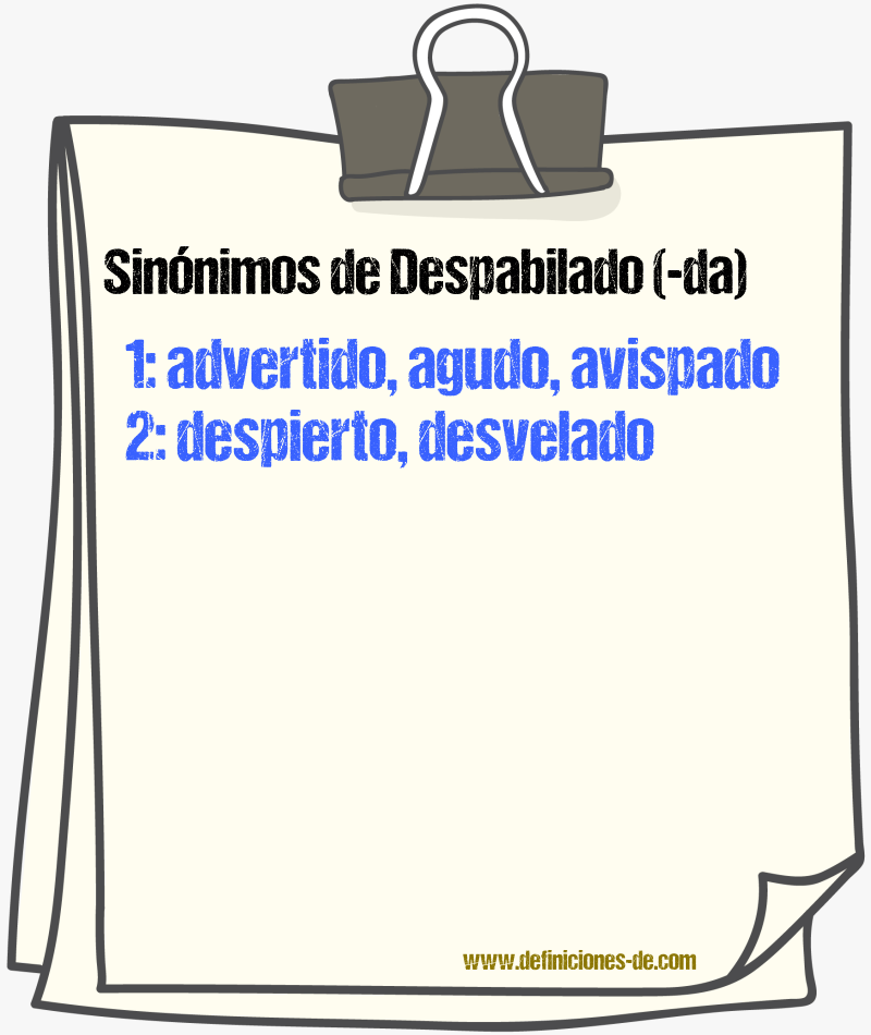 Sinnimos de despabilado