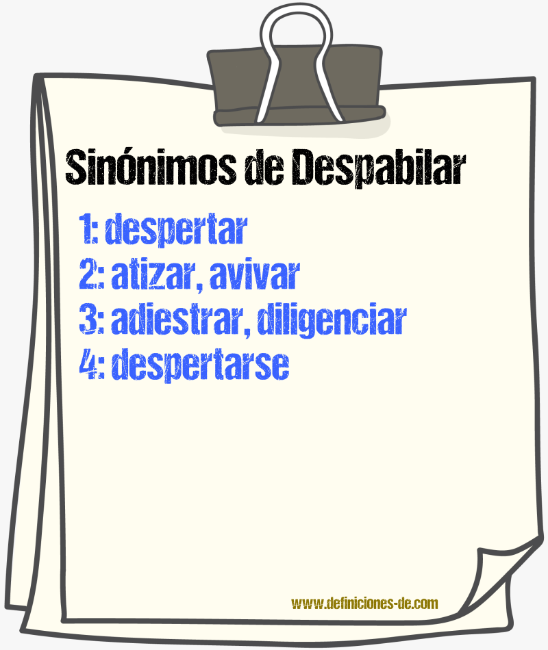 Sinnimos de despabilar