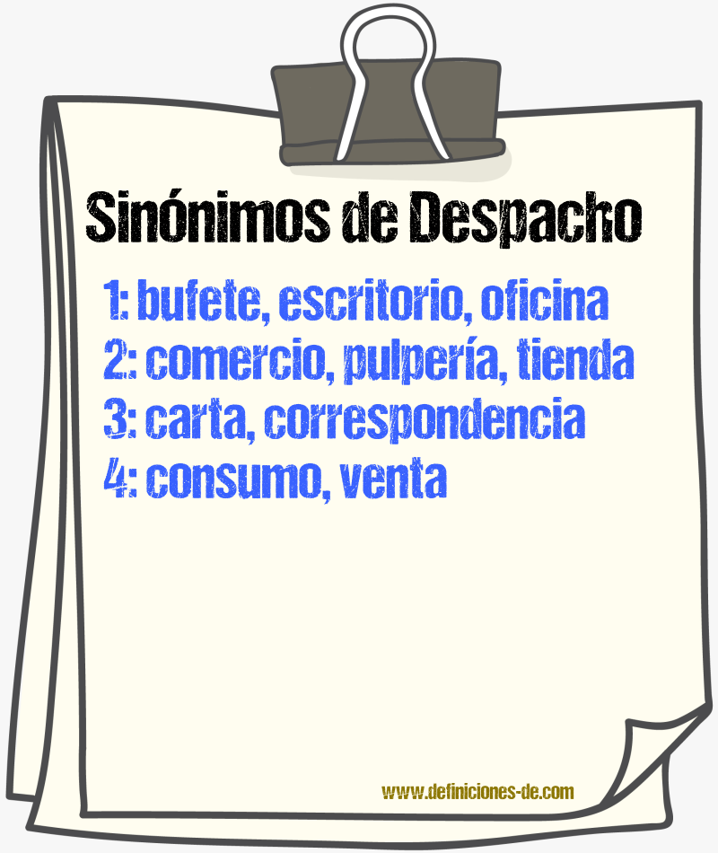 Sinnimos de despacho