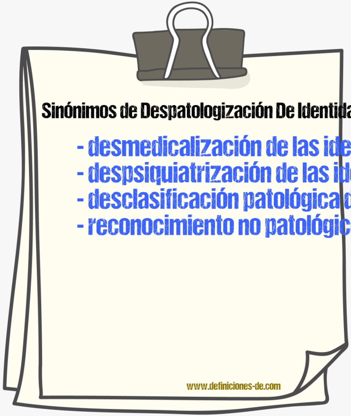 Sinónimos de despatologización de identidades trans