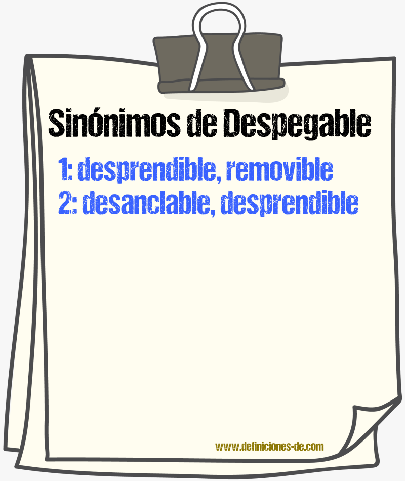 Sinónimos de despegable