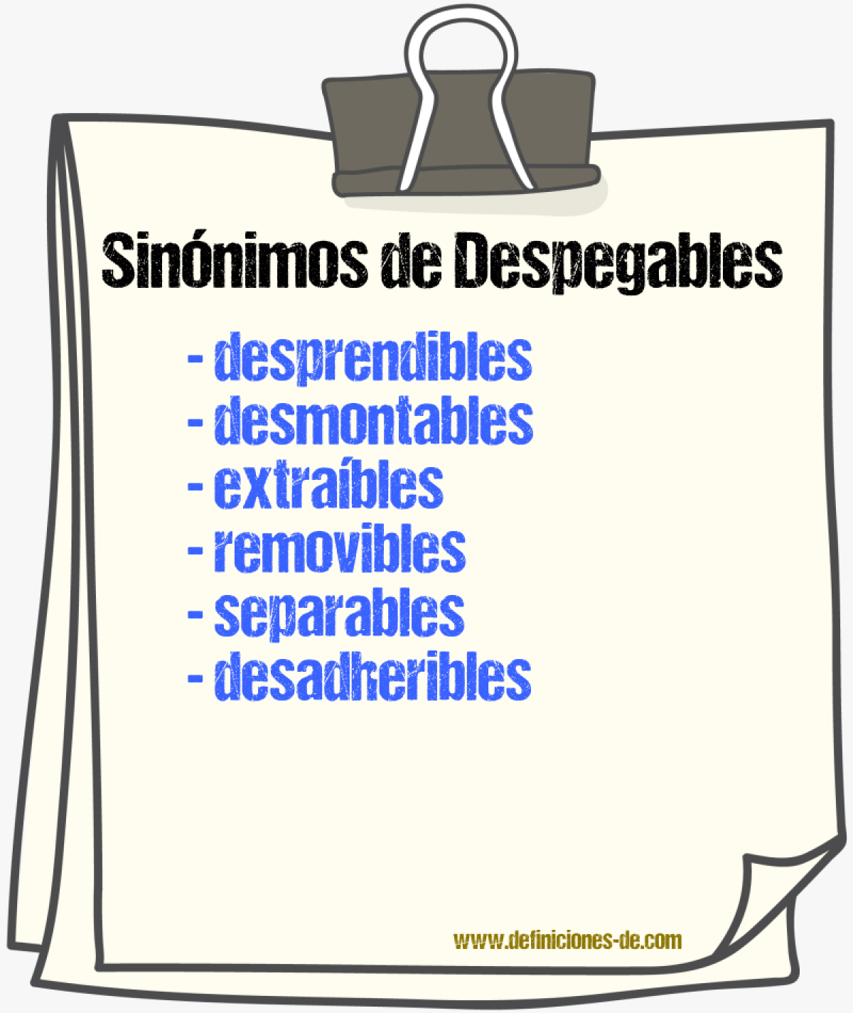 Sinónimos de despegables