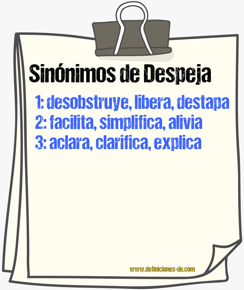 Sinónimos de despeja