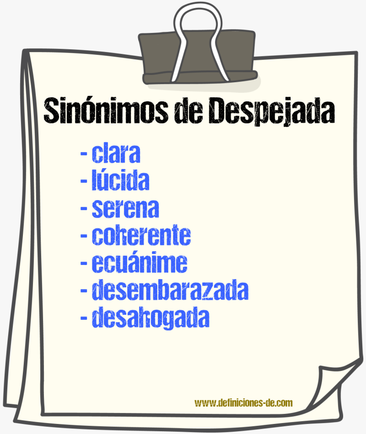 Sinónimos de despejada