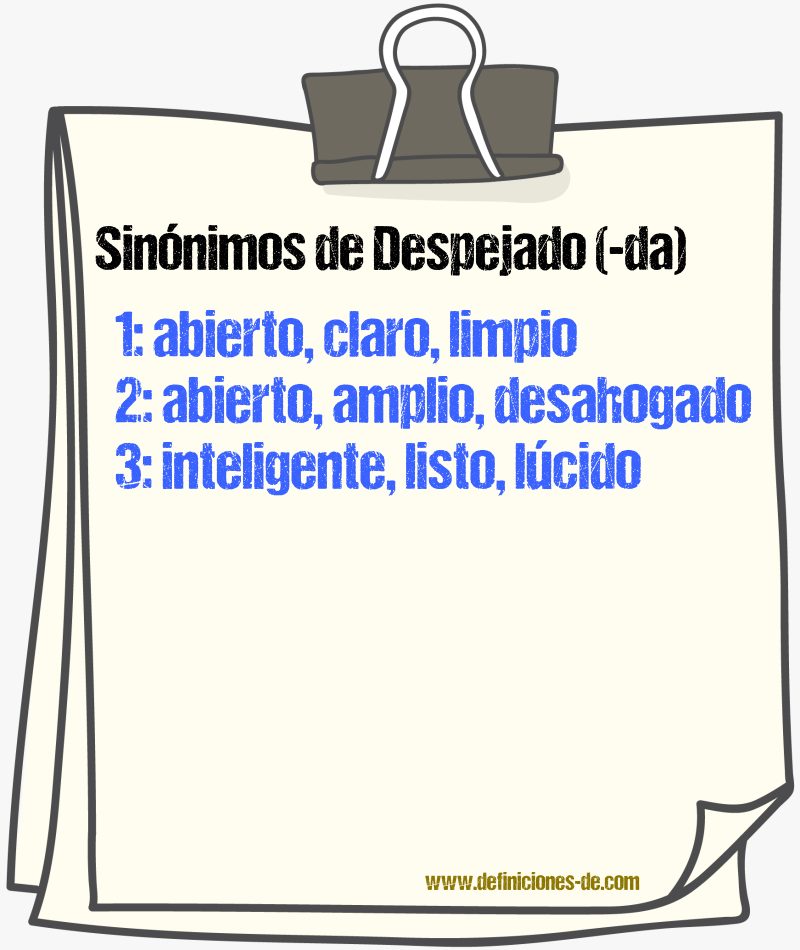 Sinnimos de despejado