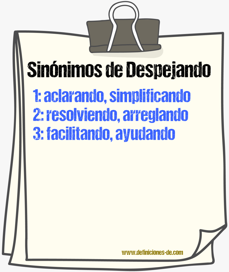 Sinónimos de despejando