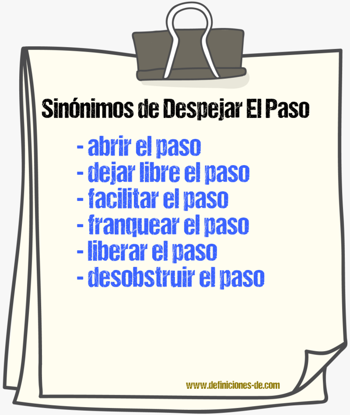 Sinónimos de despejar el paso