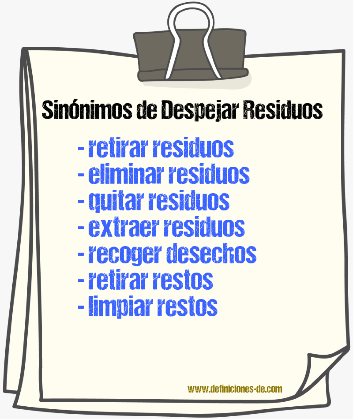 Sinónimos de despejar residuos