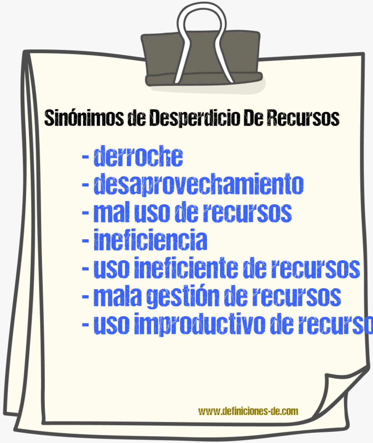 Sinónimos de desperdicio de recursos