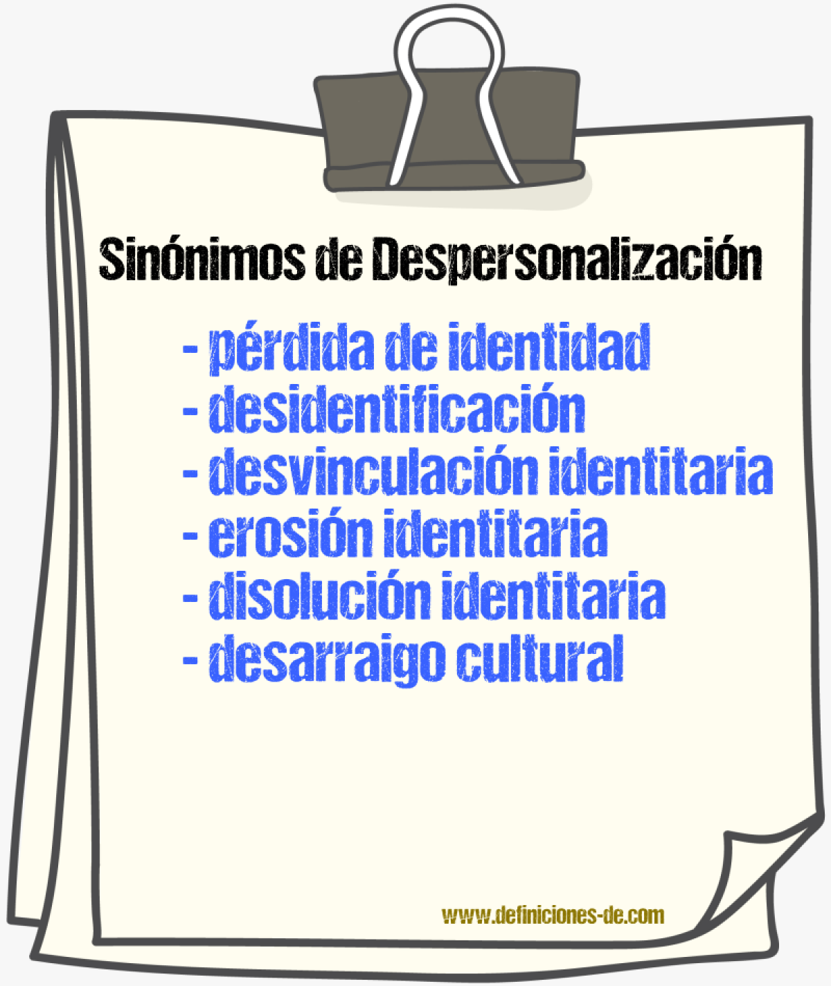 Sinónimos de despersonalización