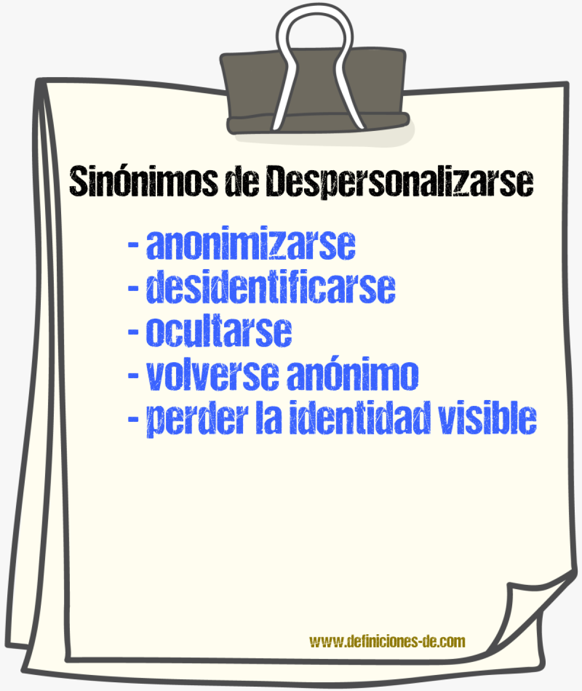 Sinónimos de despersonalizarse