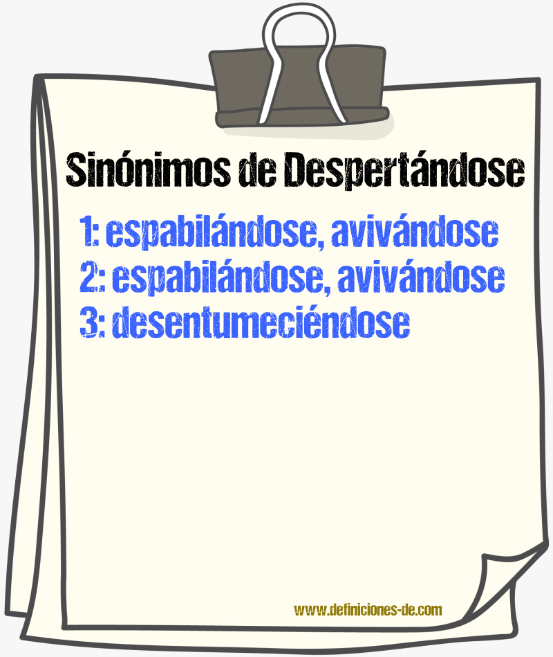 Sinónimos de despertándose