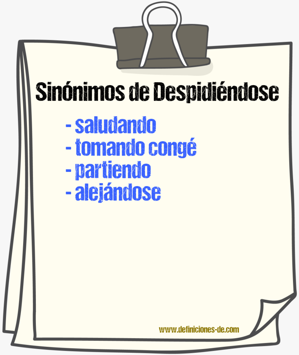 Sinónimos de despidiéndose
