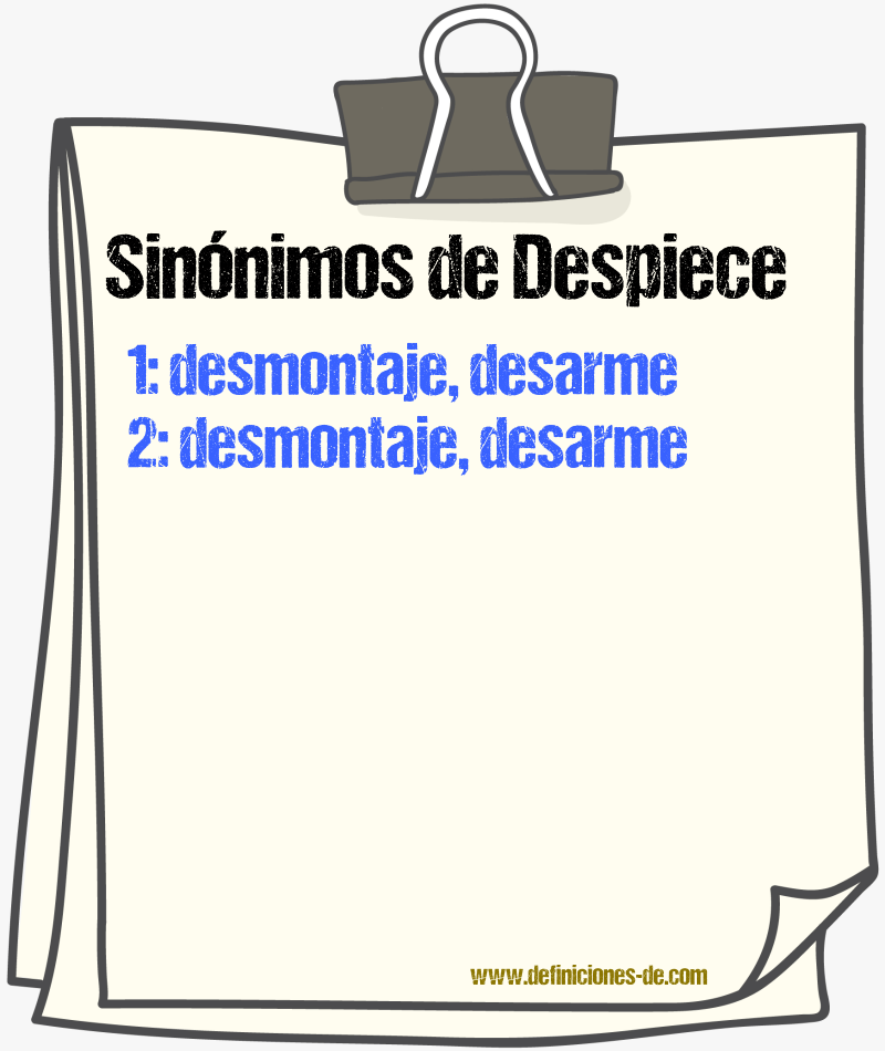 Sinónimos de despiece