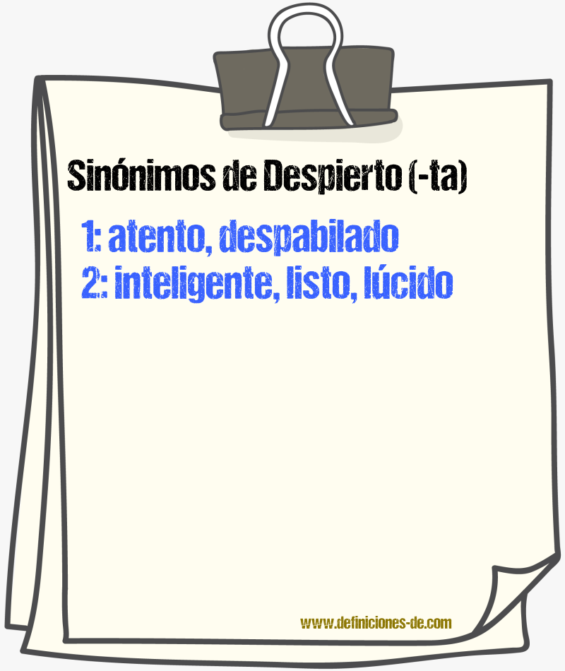 Sinnimos de despierto