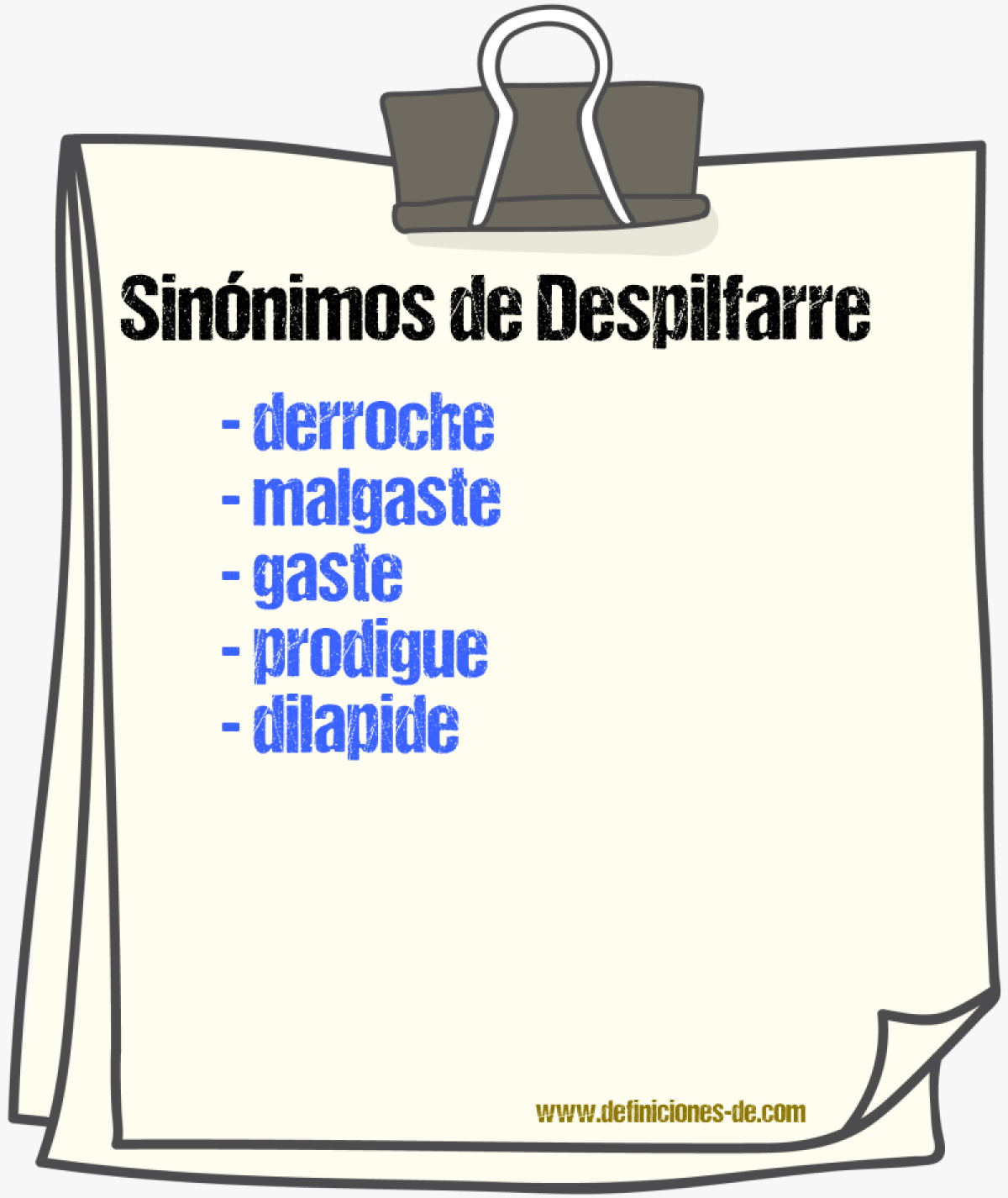 Sinónimos de despilfarre