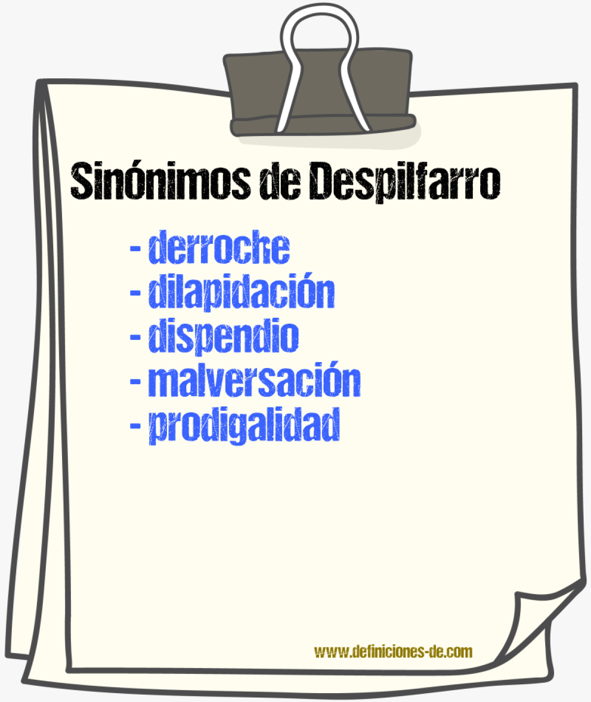 Sinnimos de despilfarro