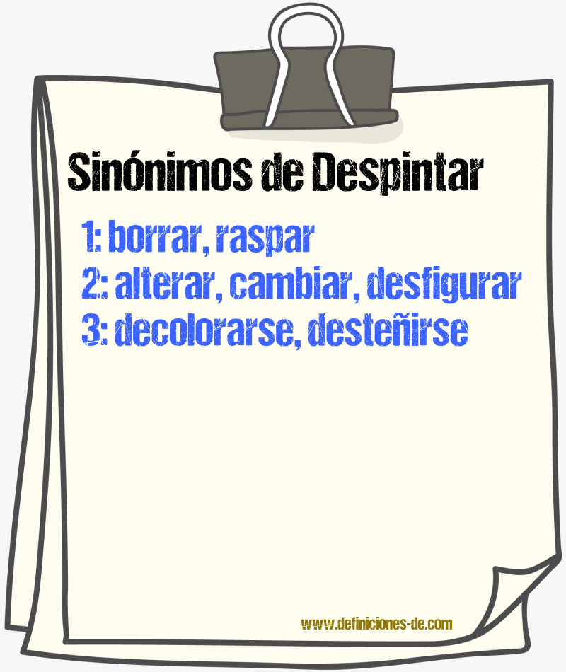 Sinnimos de despintar