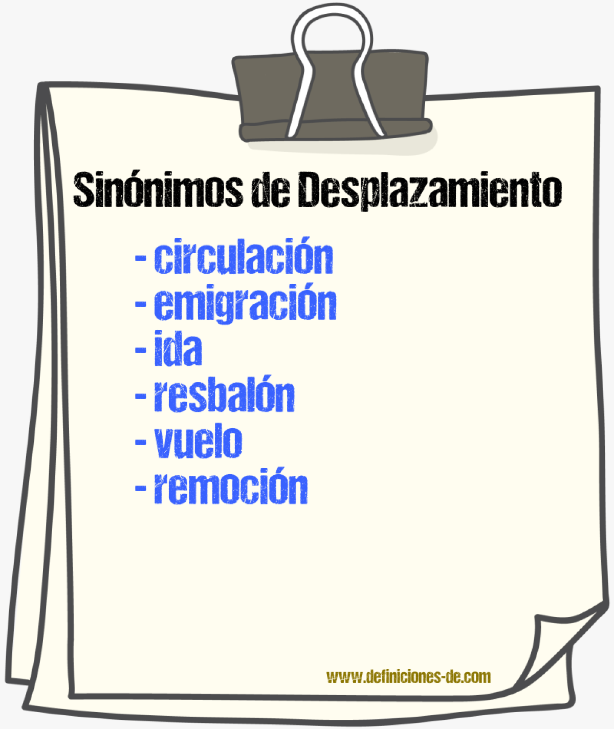 Sinnimos de desplazamiento