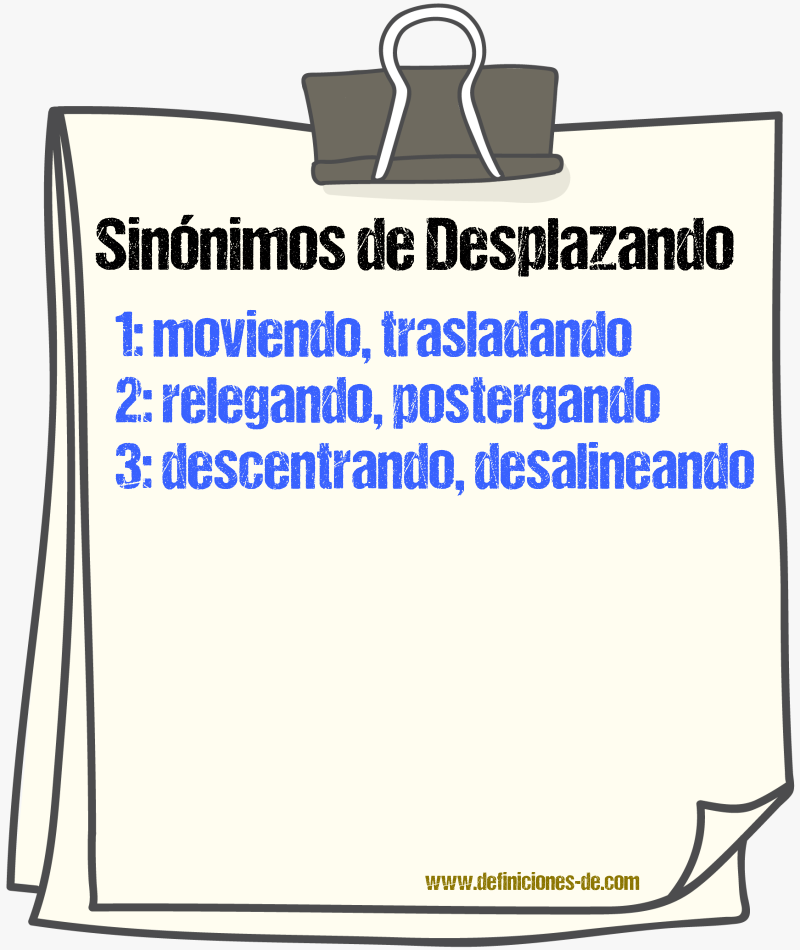 Sinónimos de desplazando