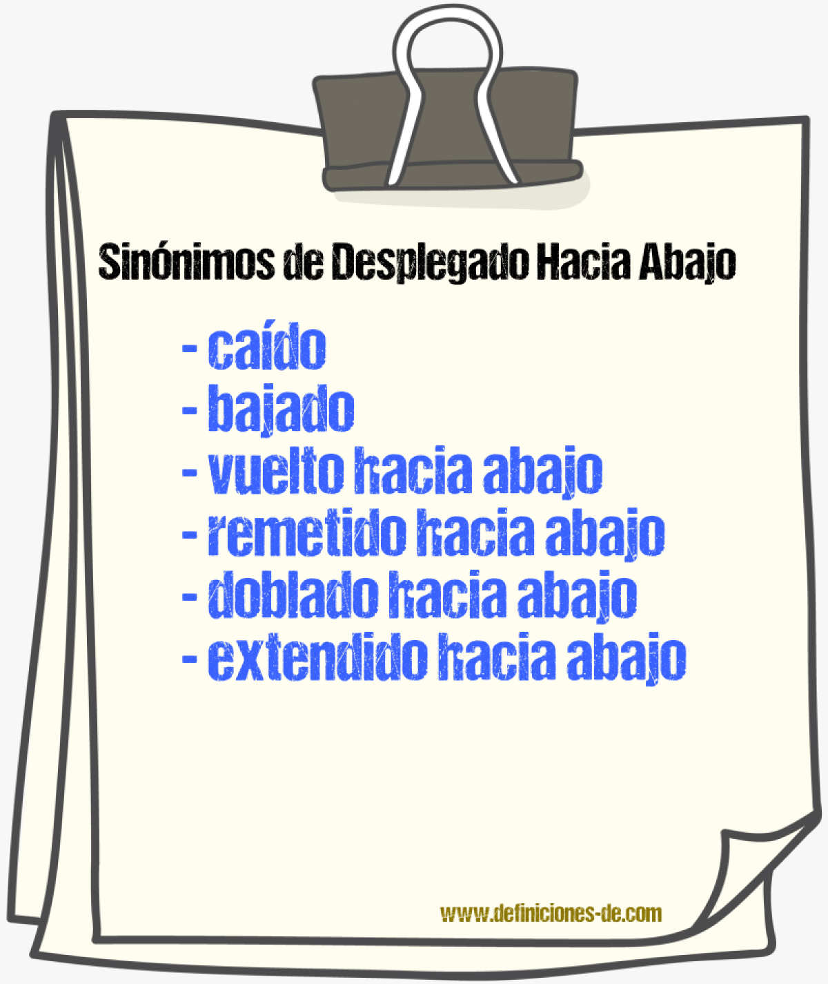 Sinónimos de desplegado hacia abajo