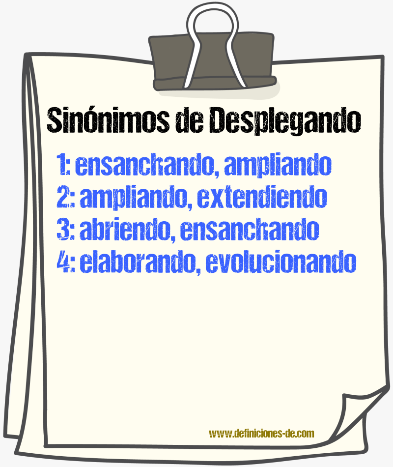 Sinónimos de desplegando