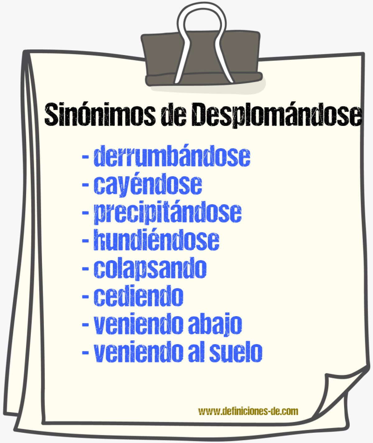 Sinónimos de desplomándose