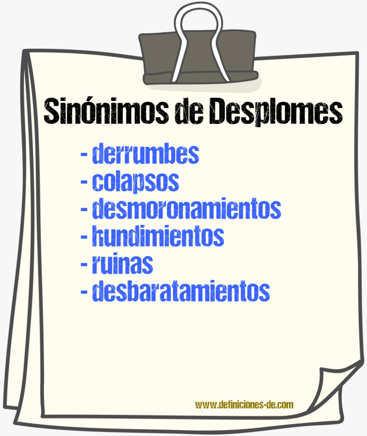 Sinónimos de desplomes