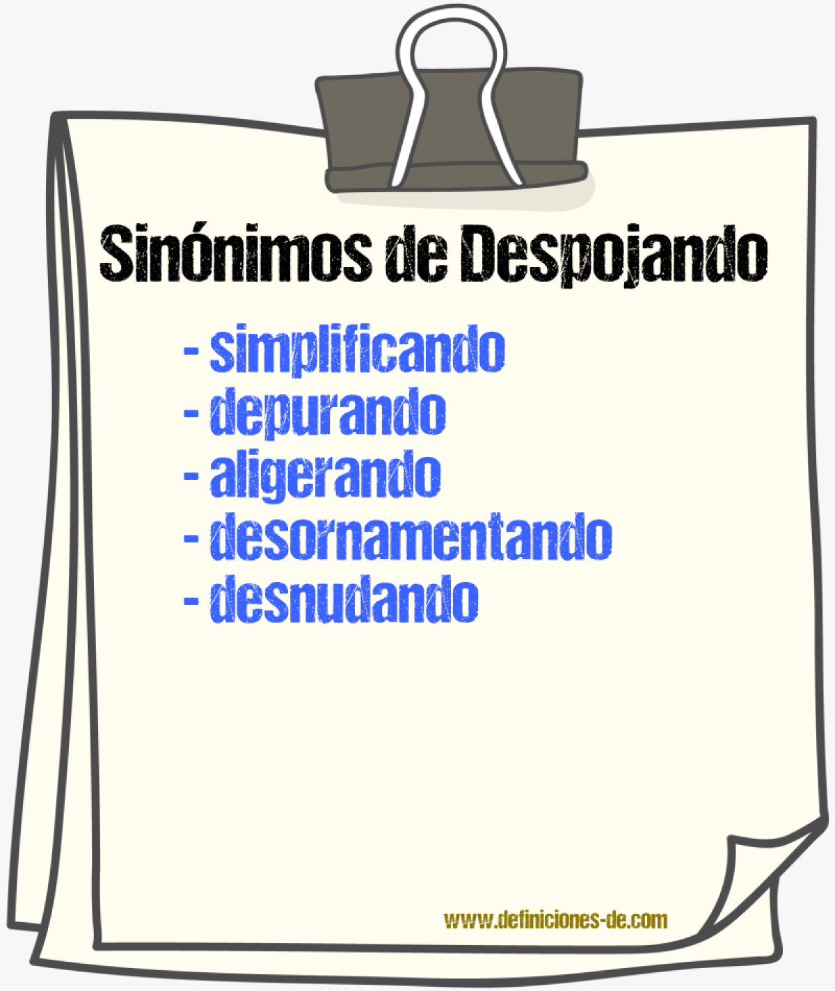 Sinónimos de despojando