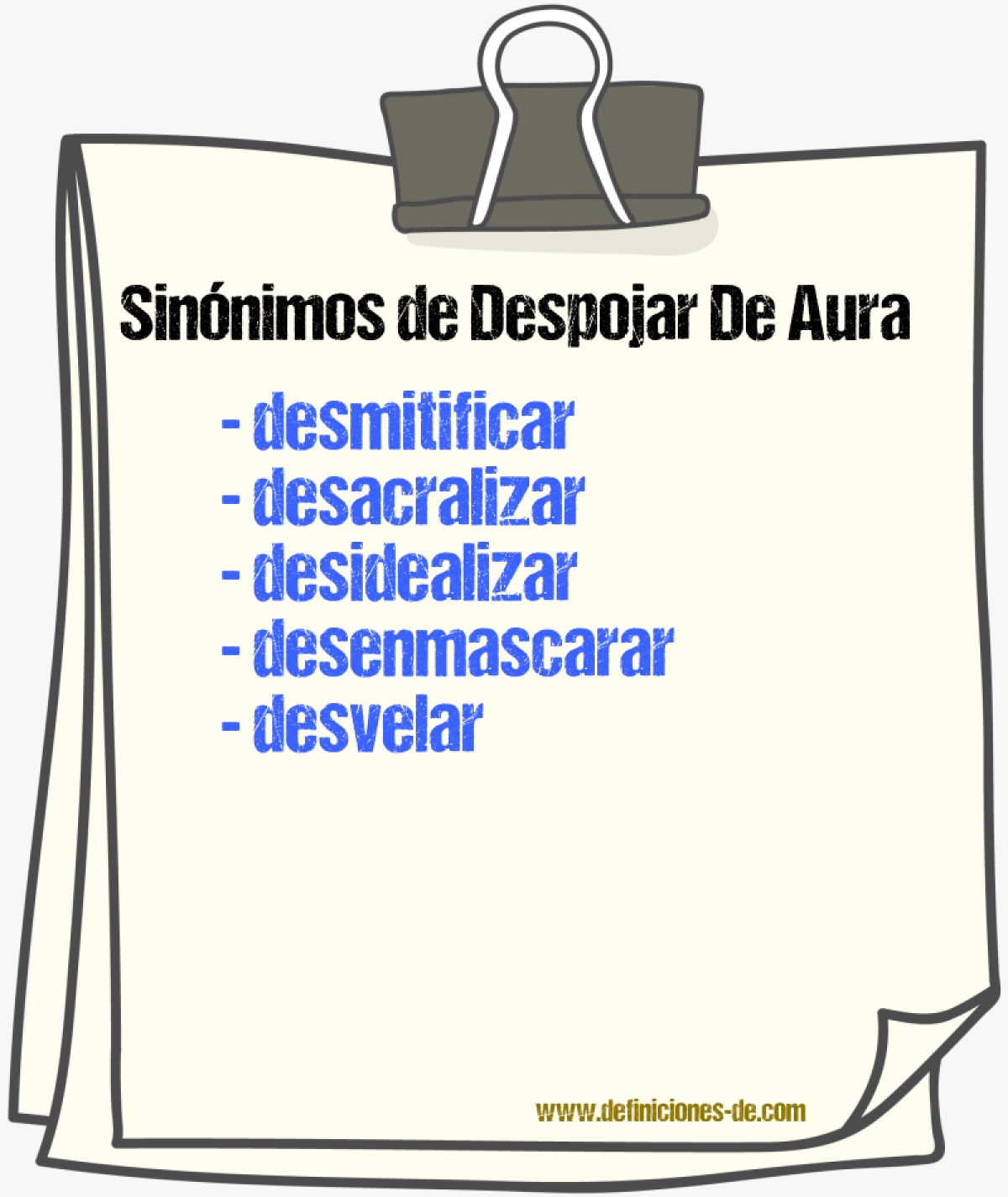 Sinónimos de despojar de aura