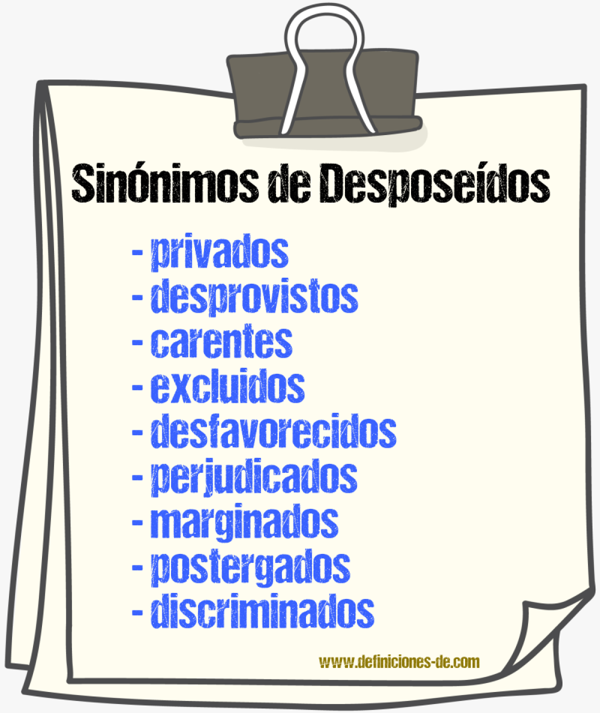 Sinónimos de desposeídos