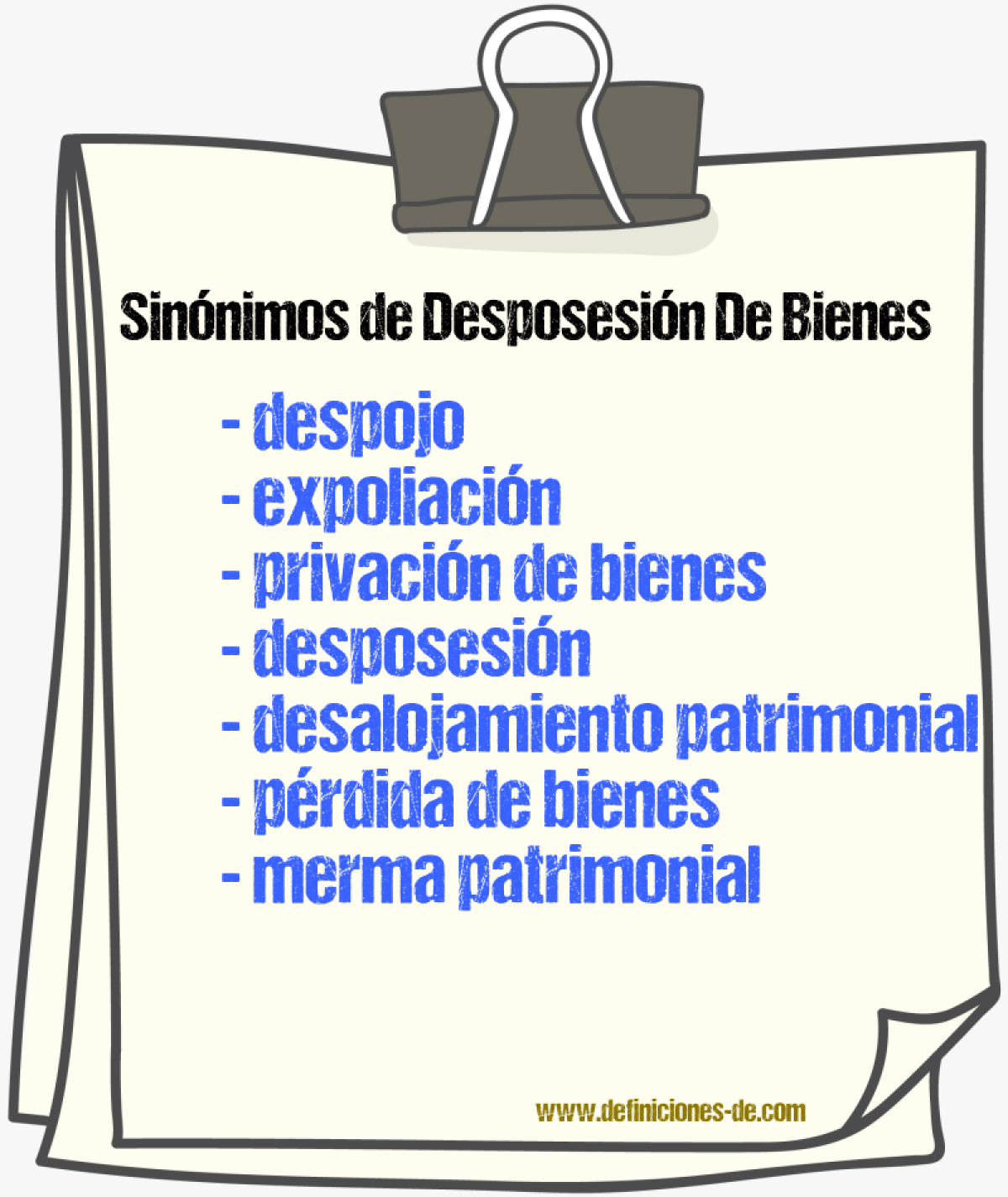 Sinónimos de desposesión de bienes