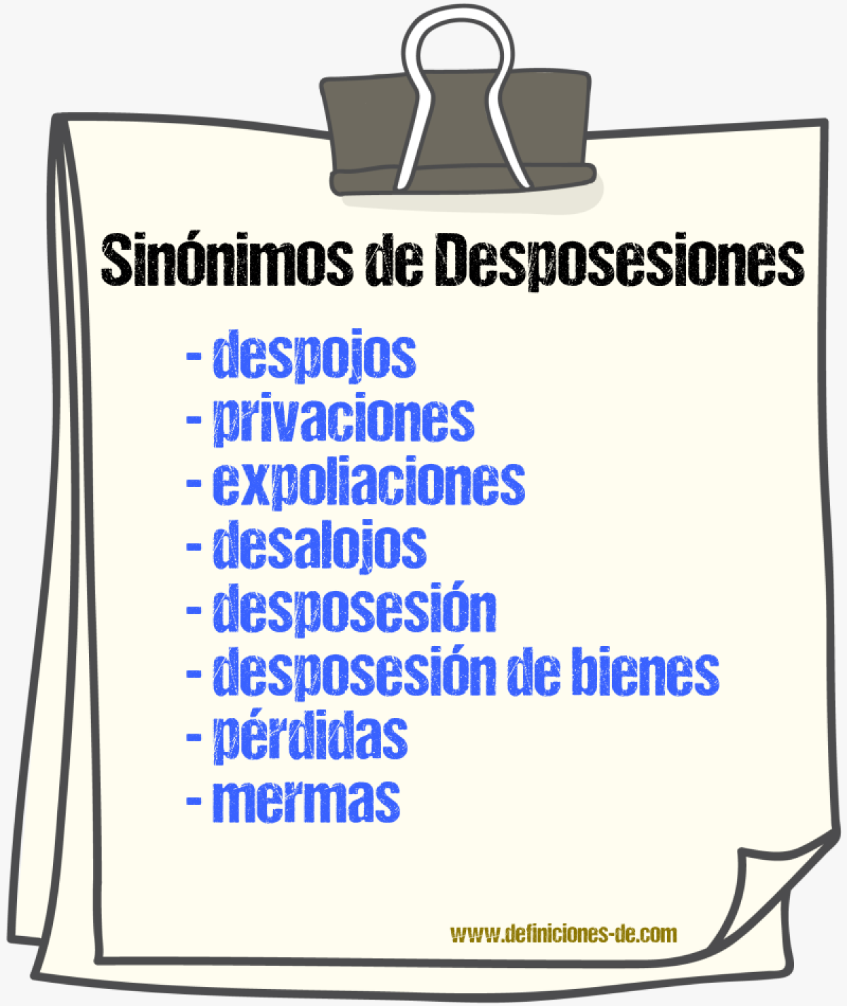 Sinónimos de desposesiones