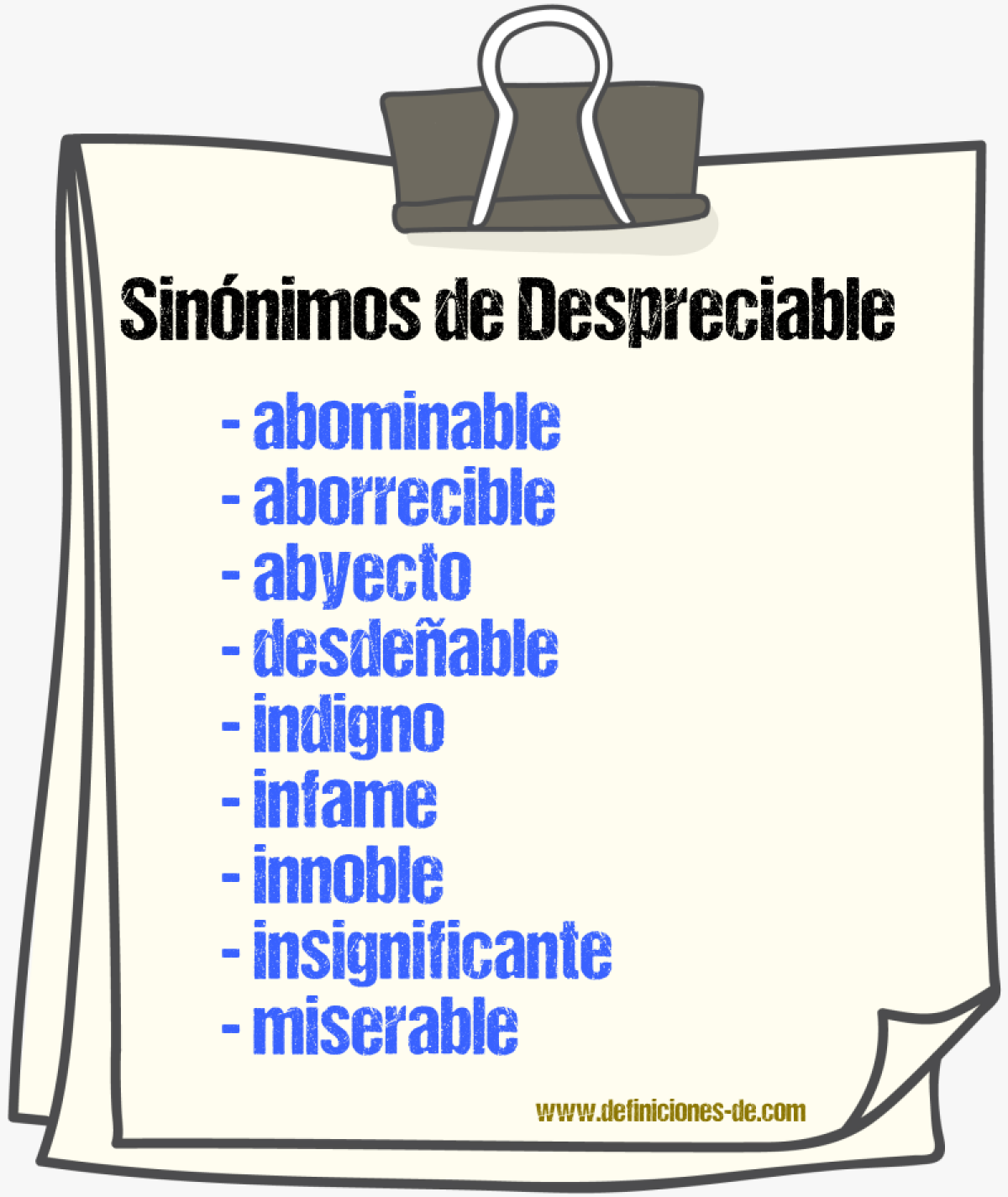 Sinnimos de despreciable