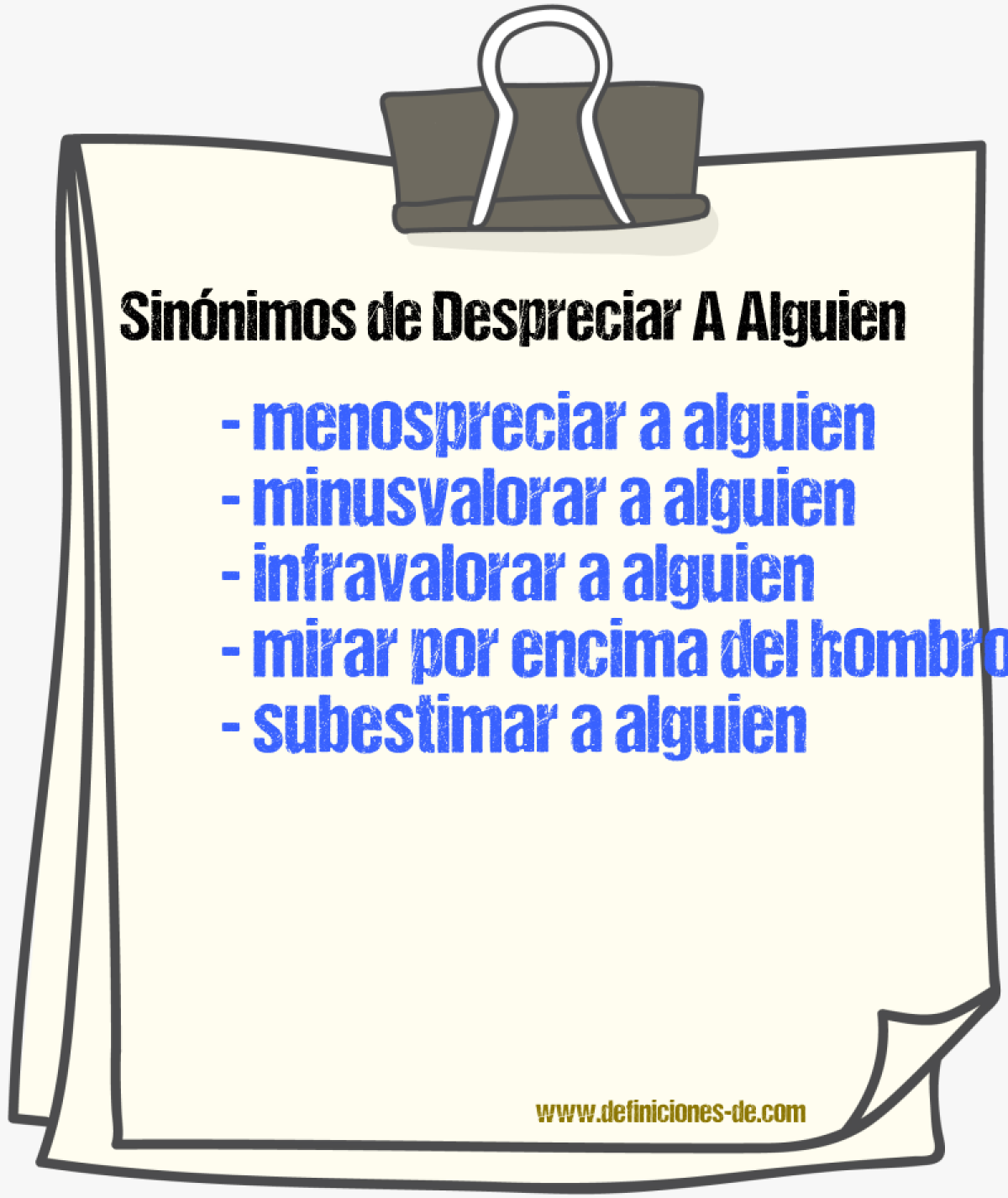 Sinónimos de despreciar a alguien