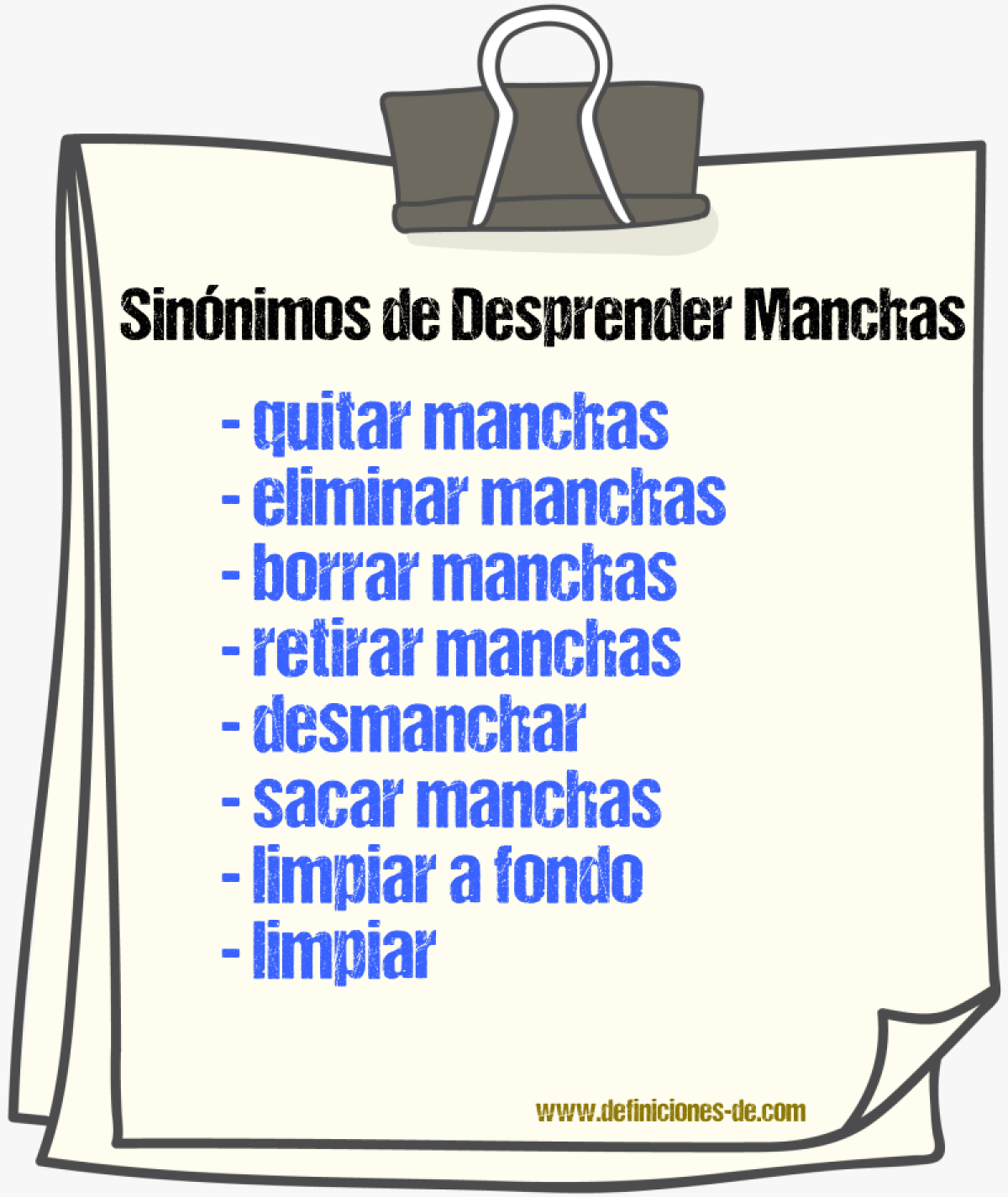 Sinónimos de desprender manchas
