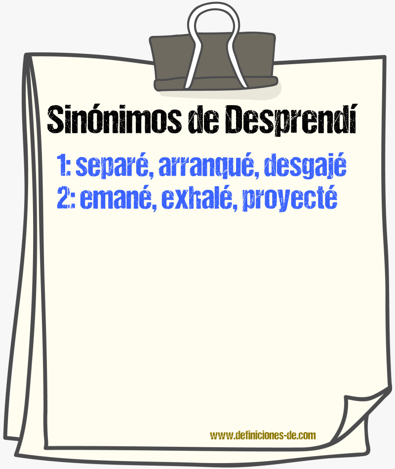 Sinónimos de desprendí