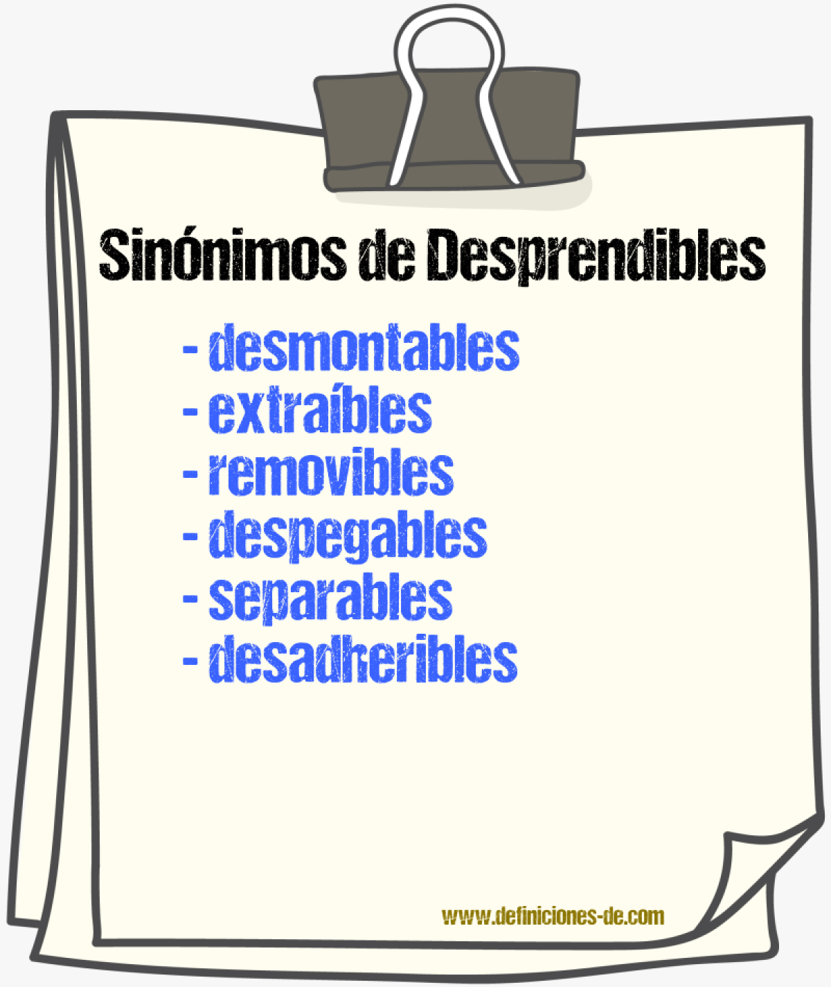 Sinónimos de desprendibles