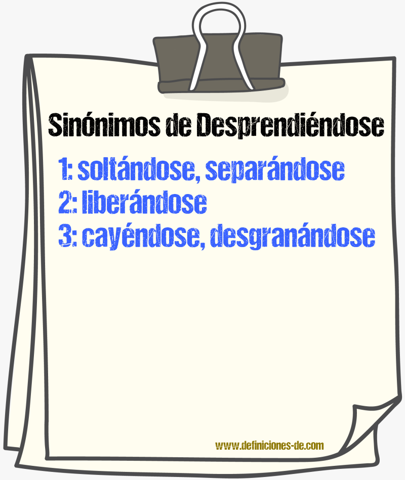 Sinónimos de desprendiéndose
