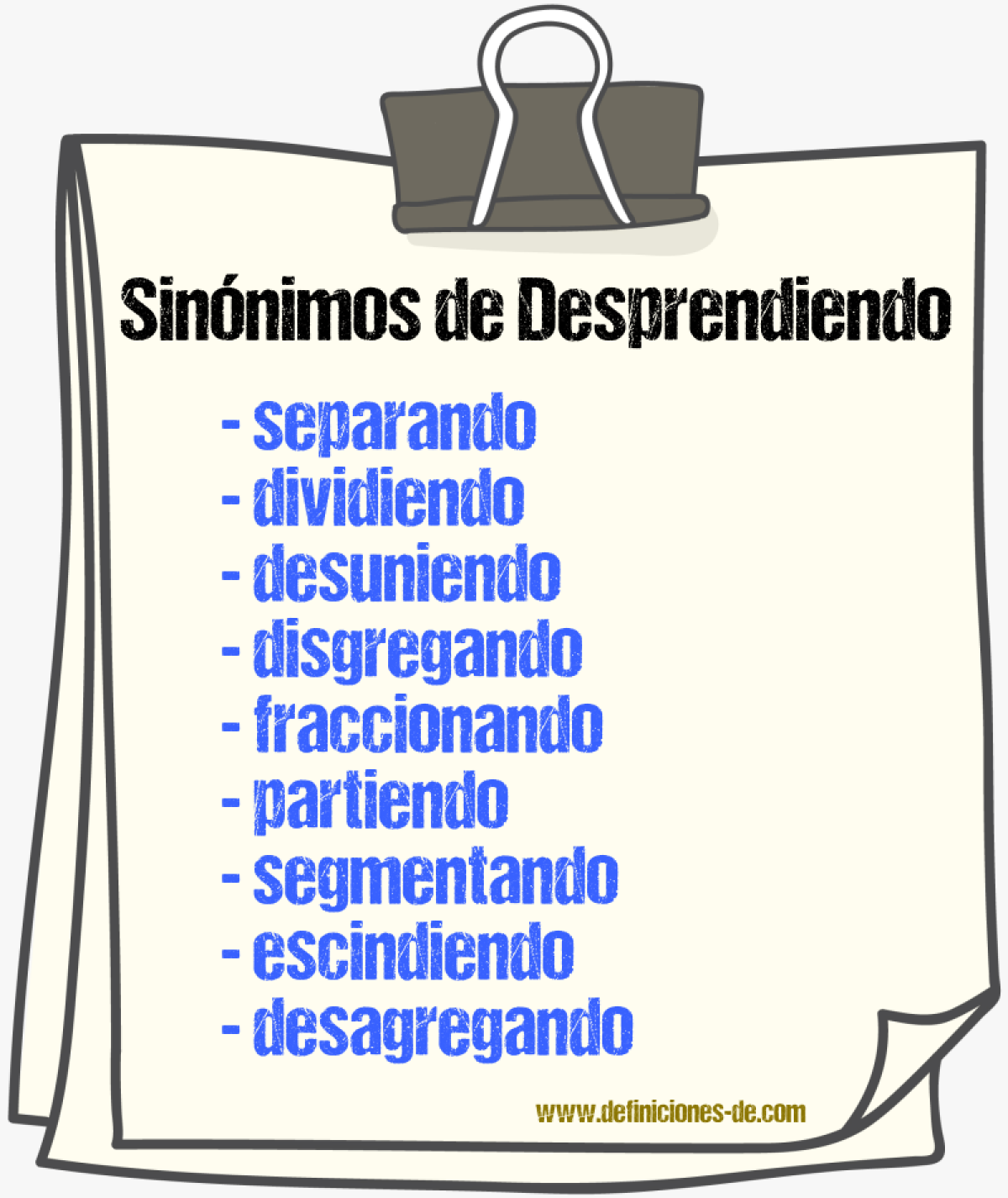 Sinónimos de desprendiendo