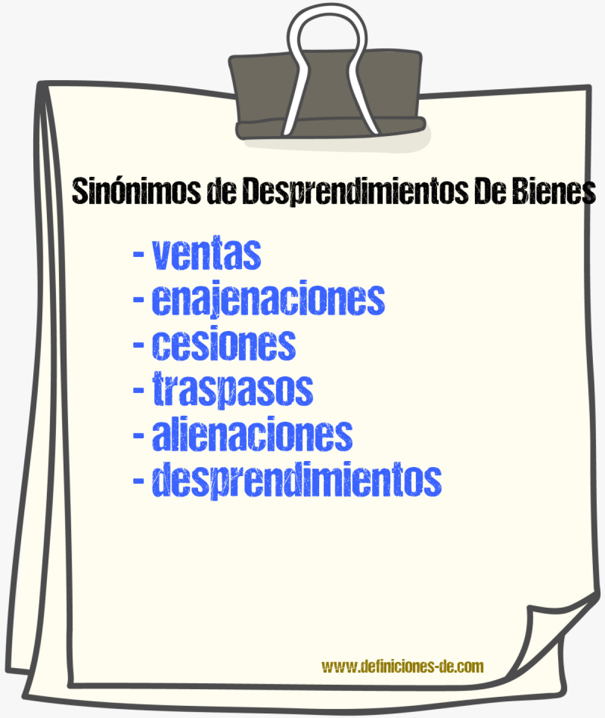 Sinónimos de desprendimientos de bienes