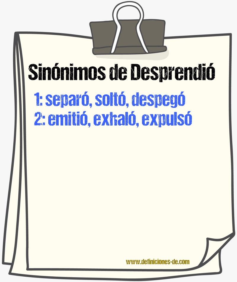 Sinónimos de desprendió