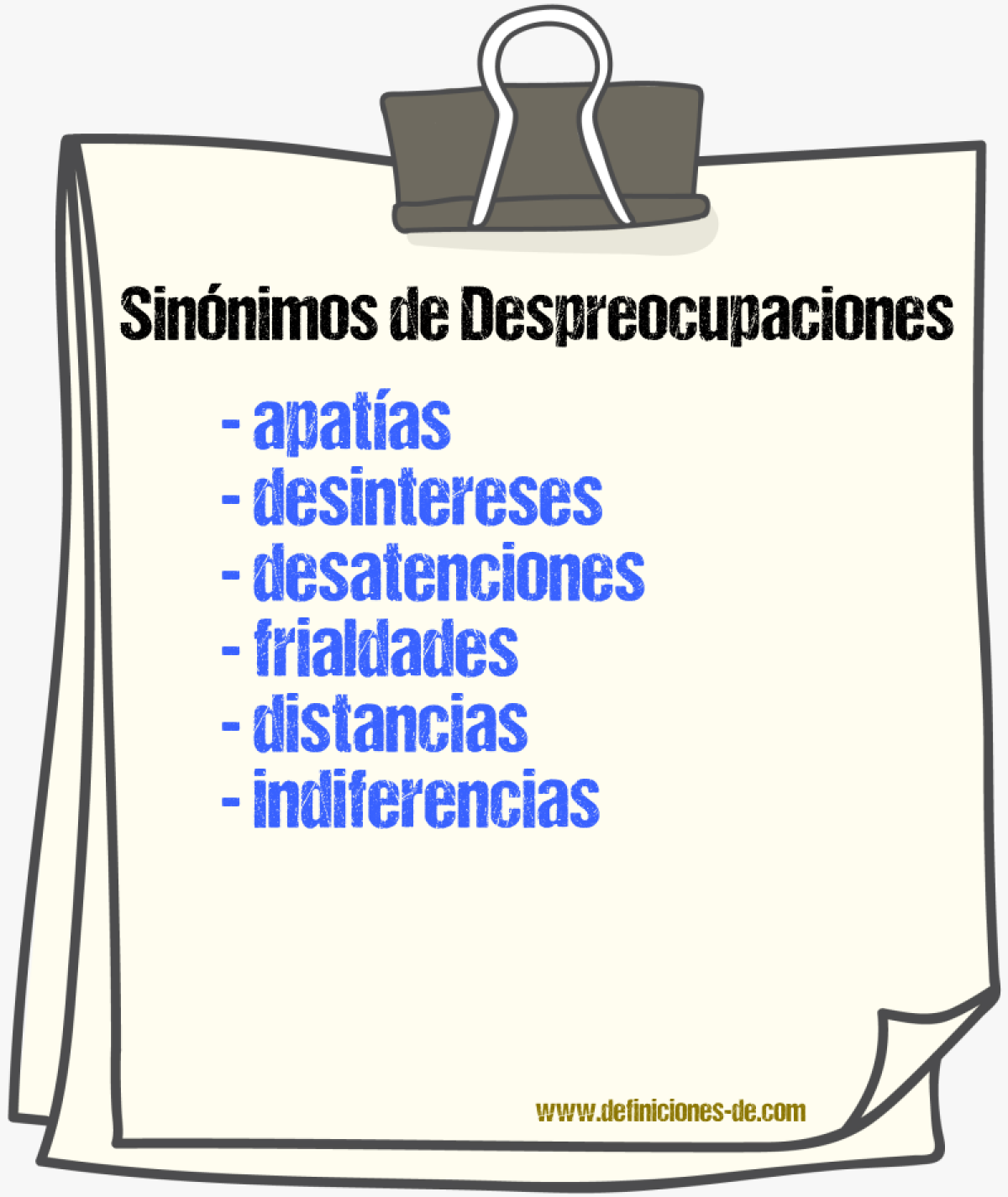 Sinónimos de despreocupaciones
