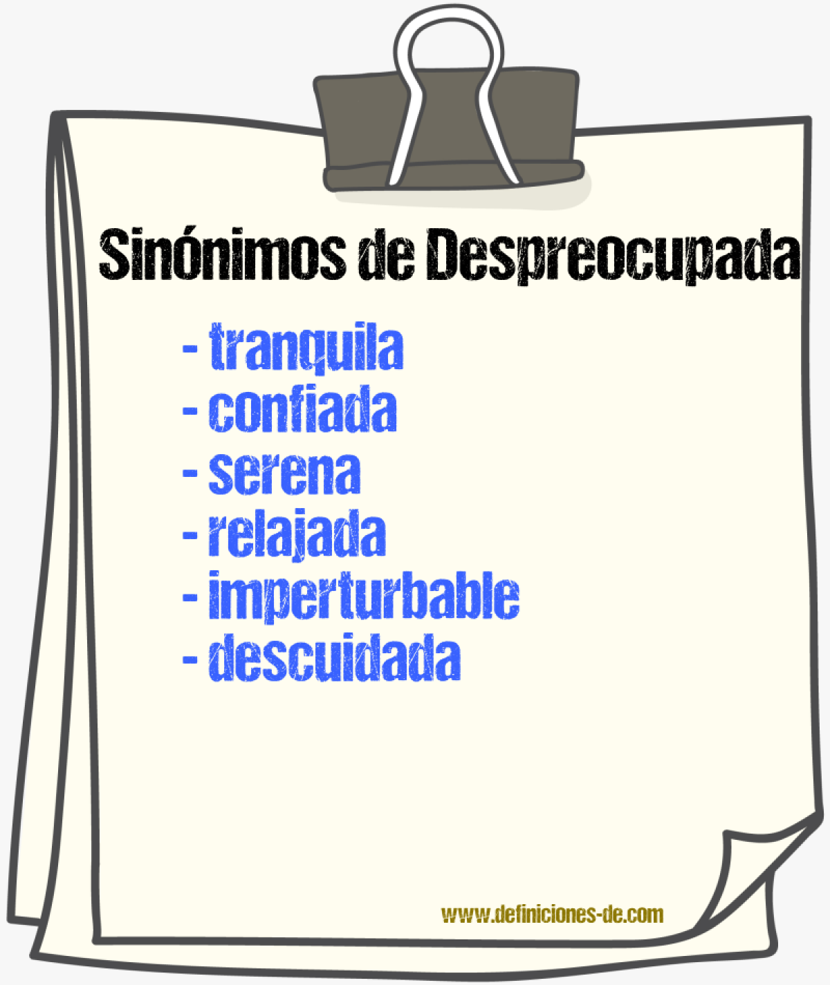 Sinónimos de despreocupada