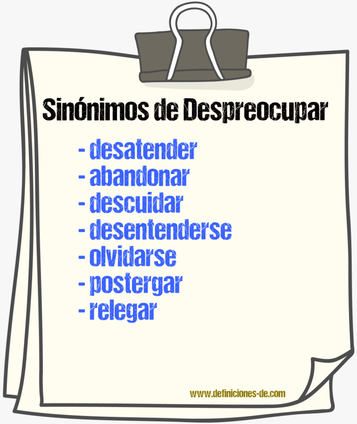 Sinnimos de despreocupar