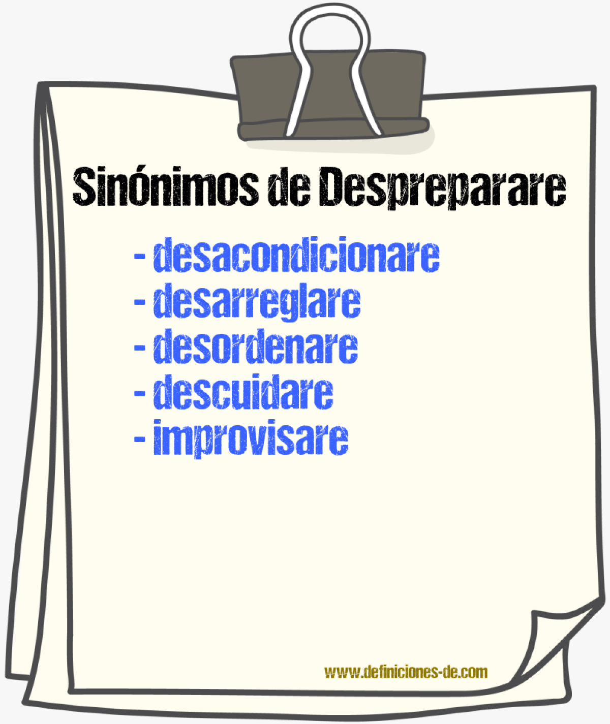 Sinónimos de despreparare