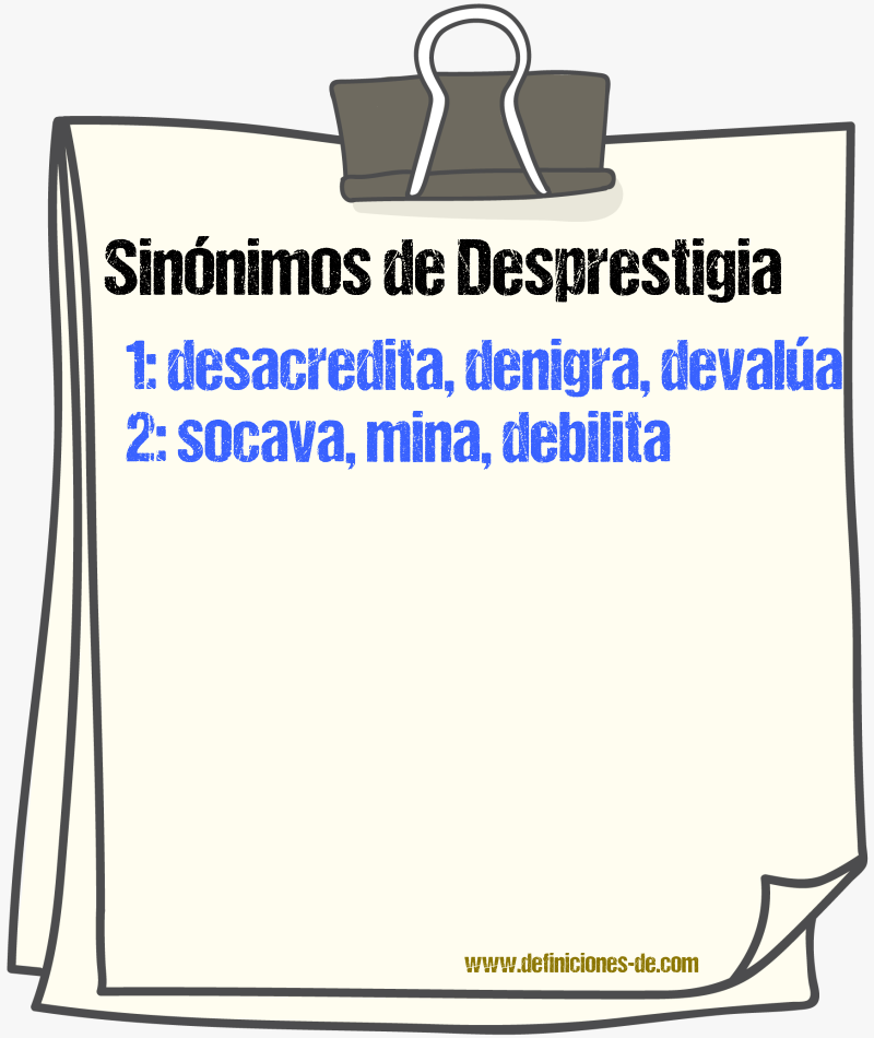 Sinónimos de desprestigia
