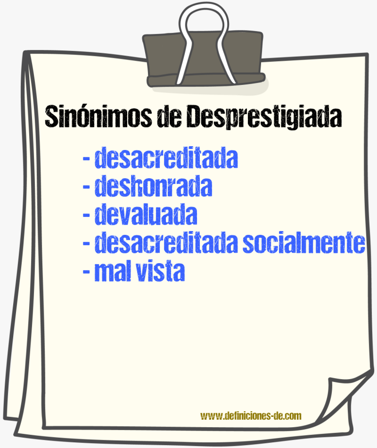 Sinónimos de desprestigiada
